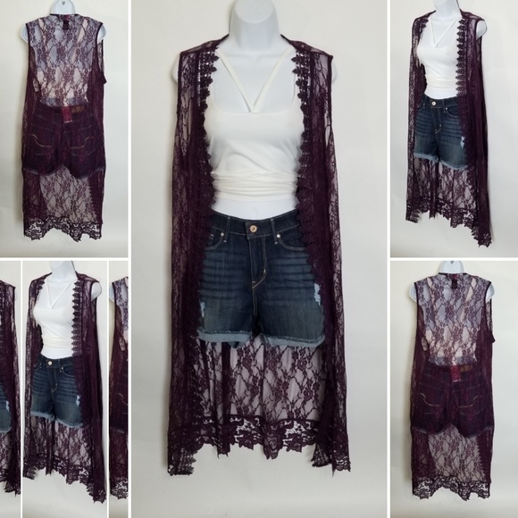 Sleeveless Open Lace Cardigan - Picture 5 of 5